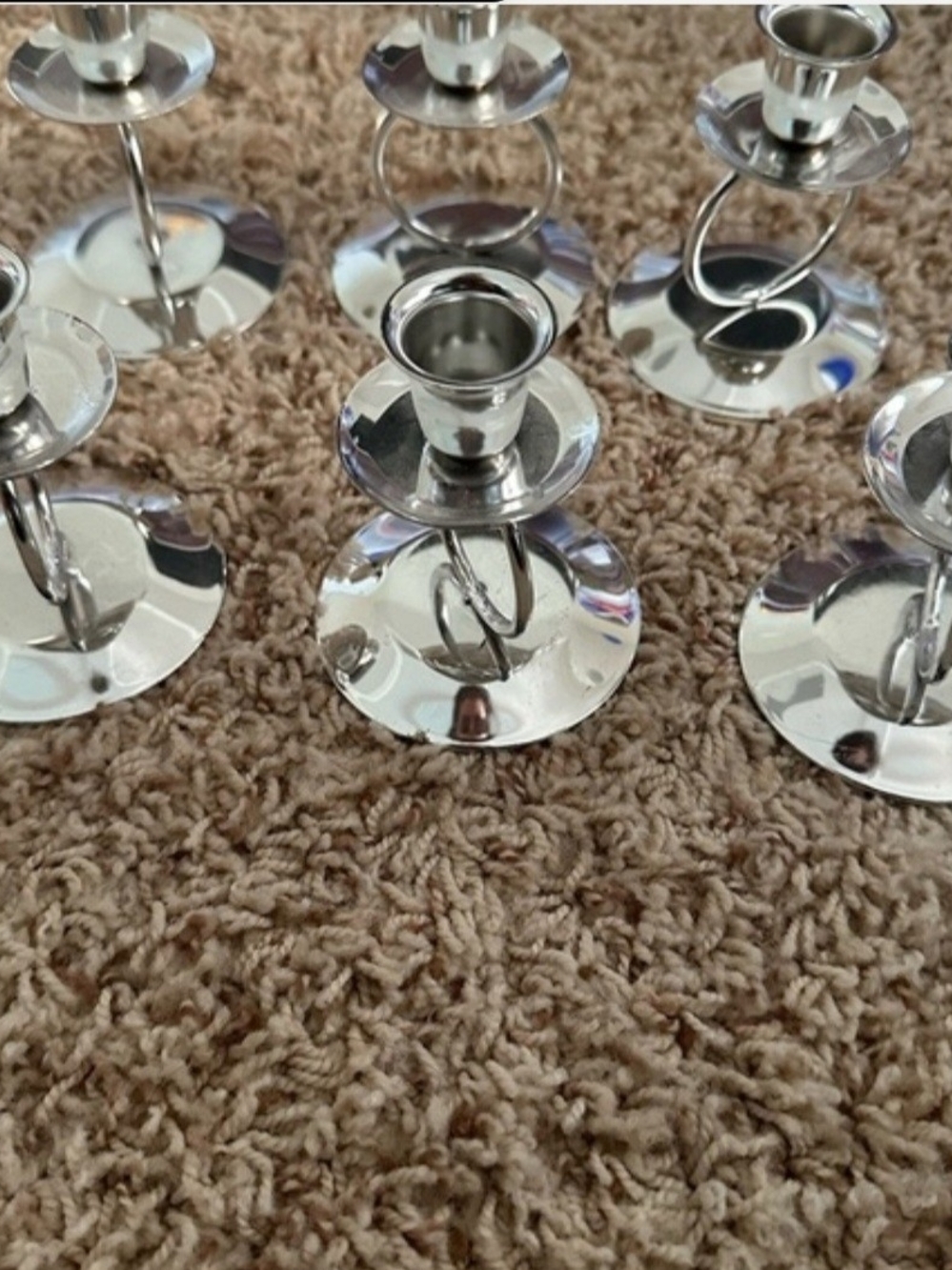 Silver Metal Elegant  Candle Holders - Set of 6